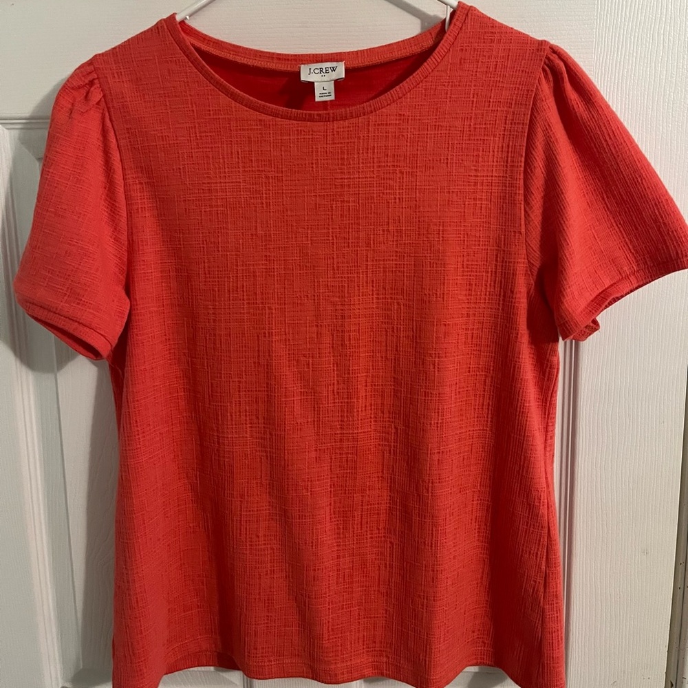 J. Crew Red Textured Short Sleeve Top